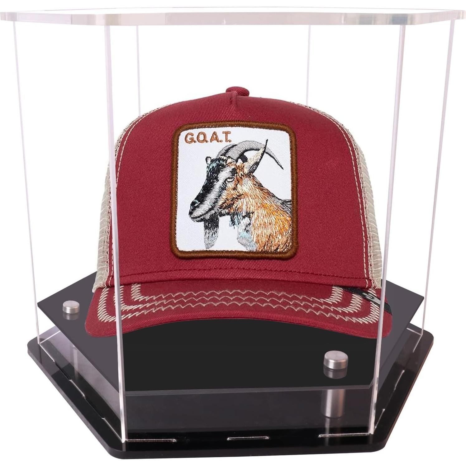 Caja de exhibición hexagonal acrílica para gorras WEI-H4 25.4x22.1x20.1 cm