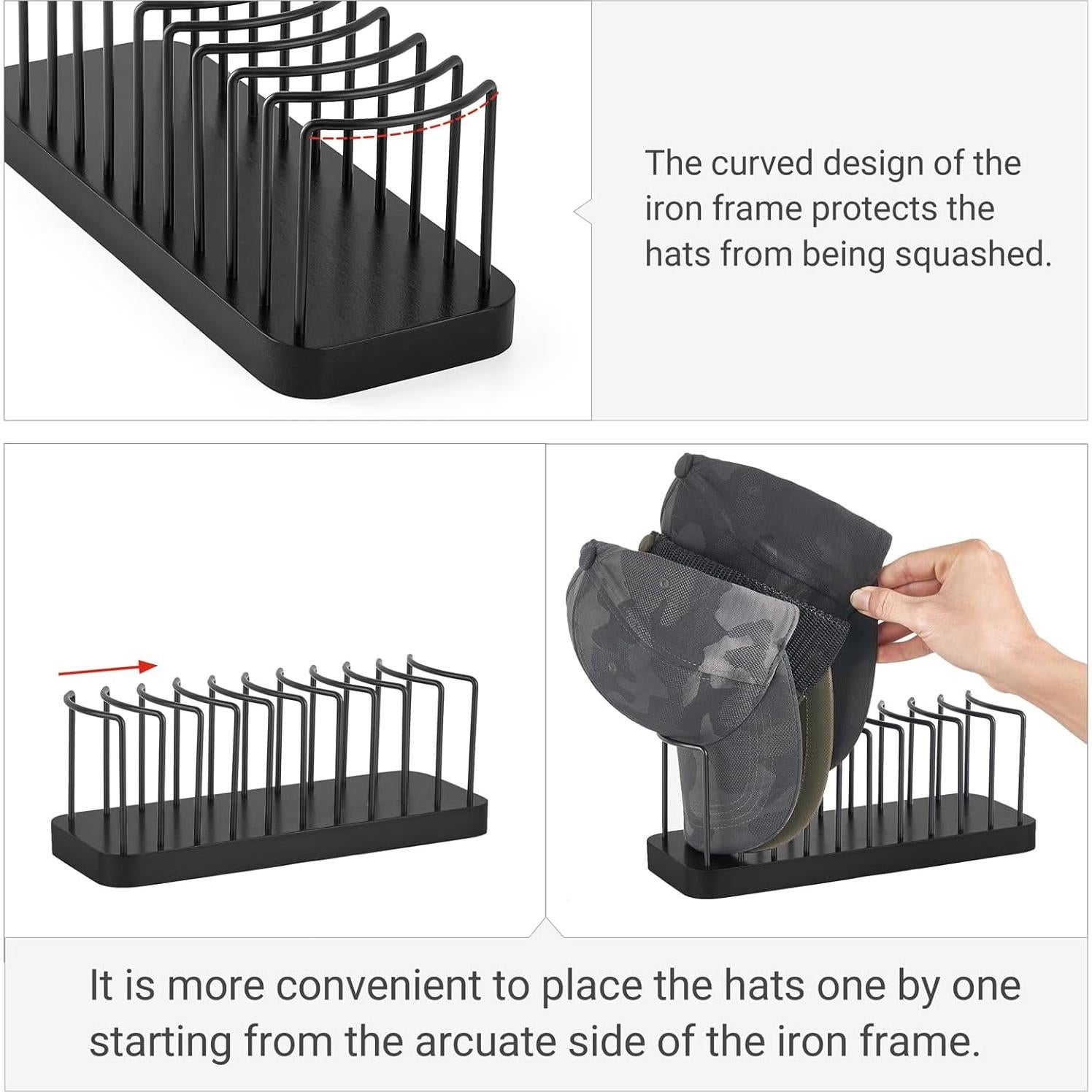 Organizador de Sombreros Mkono para 10 Gorras - Negro