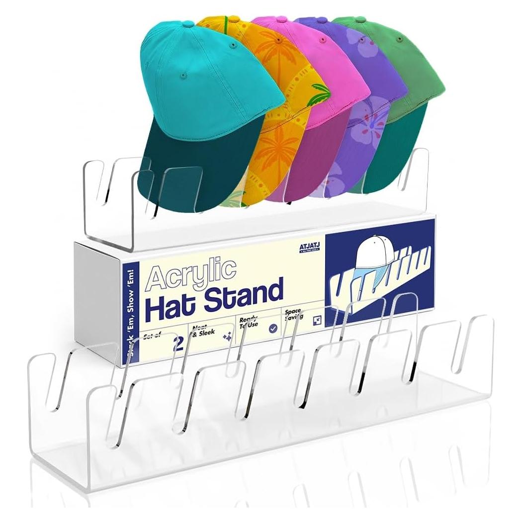 Soporte para Gorras ATJATJ Acrílico 2 Niveles 14 Gorras