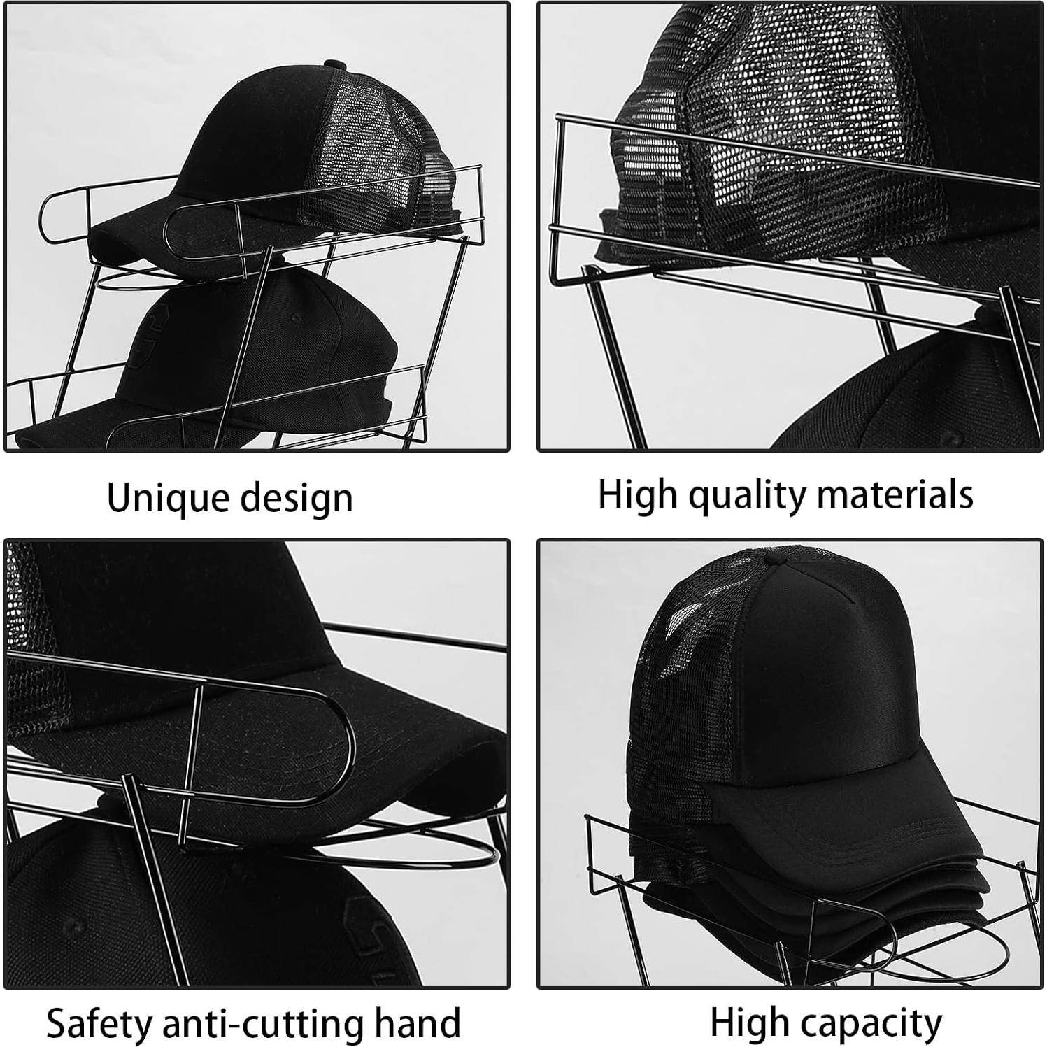 Soporte de Exhibición de Sombreros Zonon 4 Niveles Metal Negro