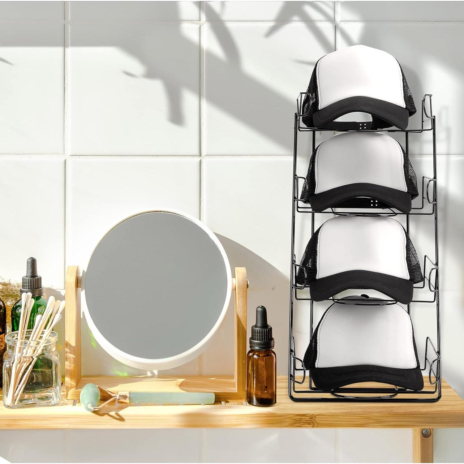 Soporte de Exhibición de Sombreros Zonon 4 Niveles Metal Negro