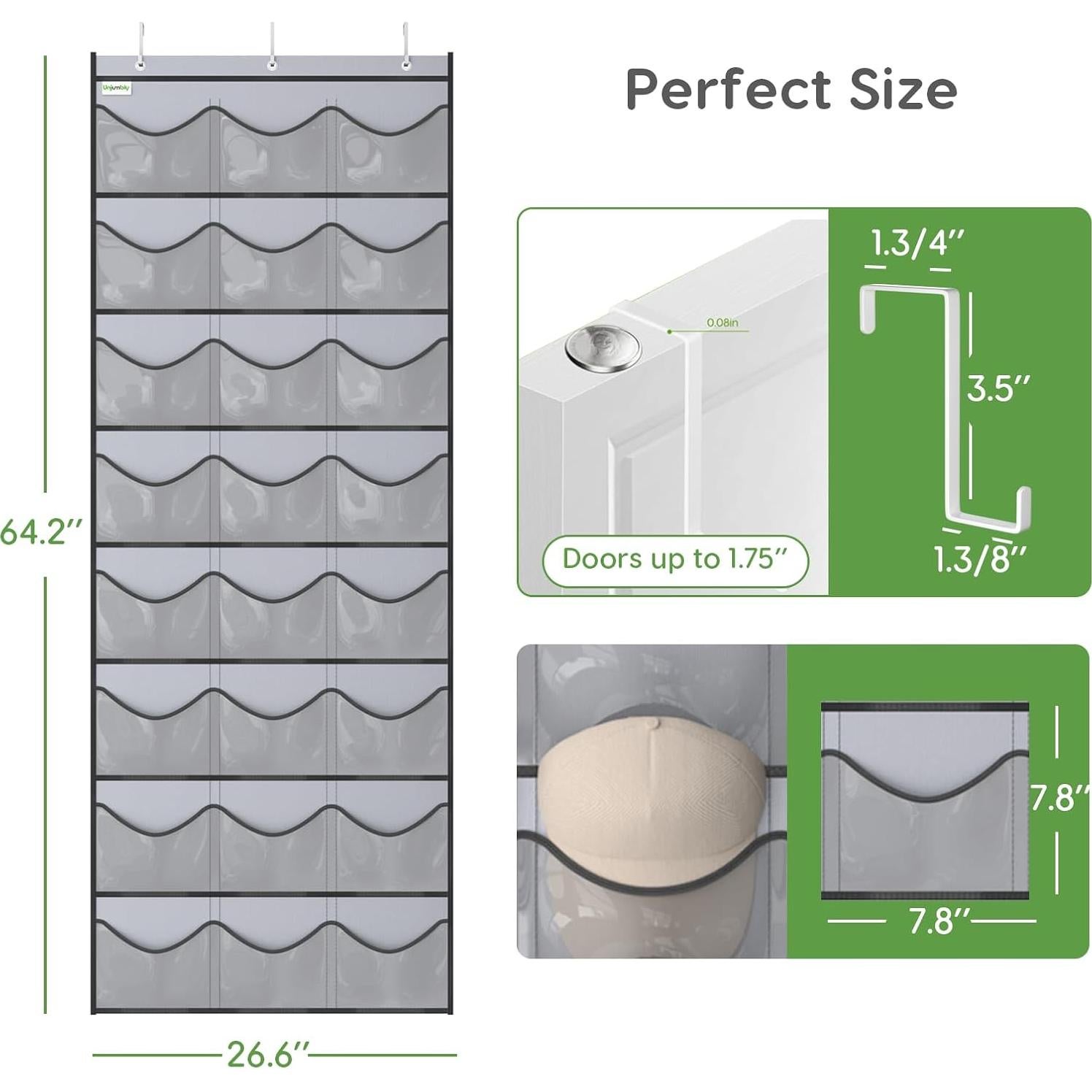 Organizador de Gorras Unjumbly 24 Bolsillos Colgante Gris