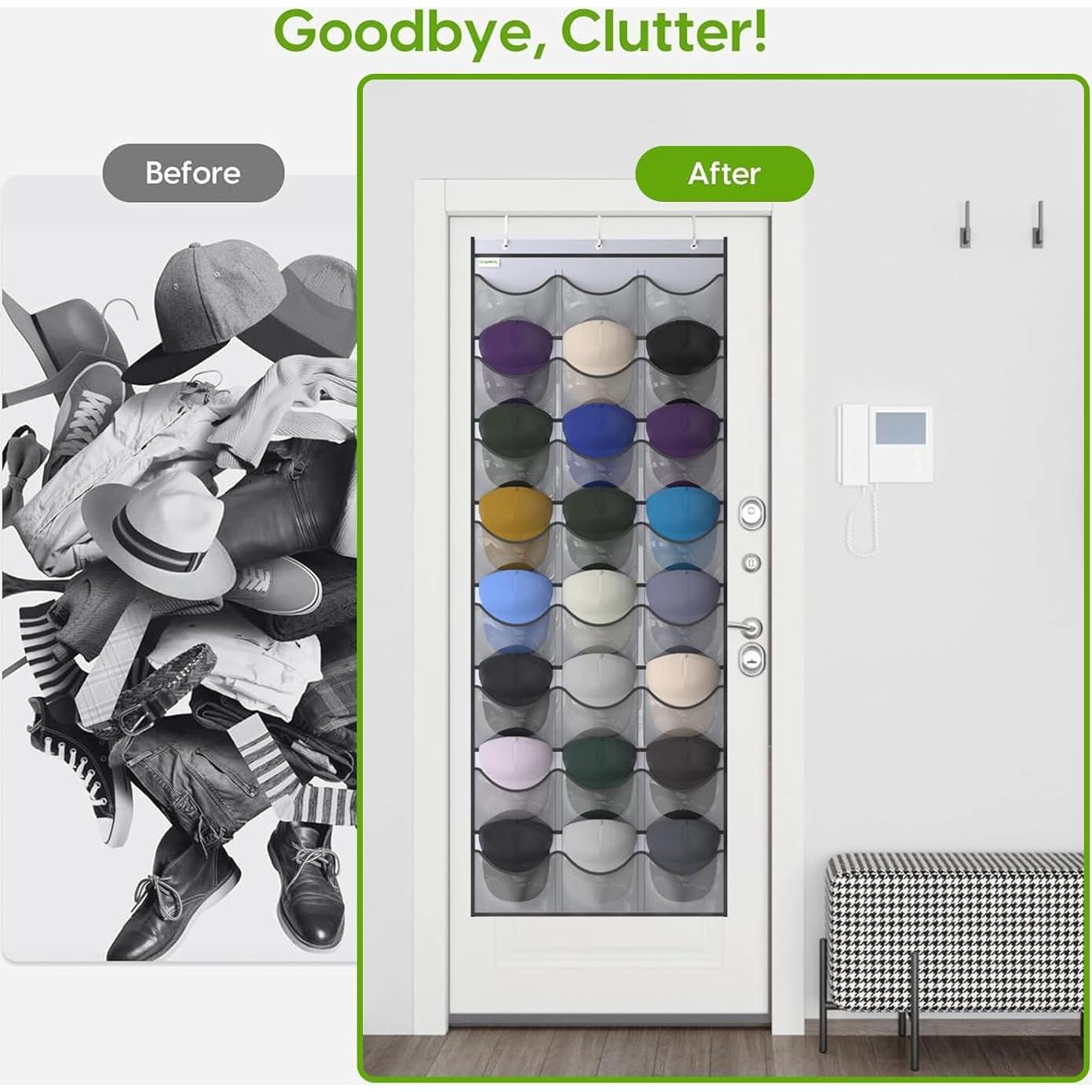 Organizador de Gorras Unjumbly 24 Bolsillos Colgante Gris