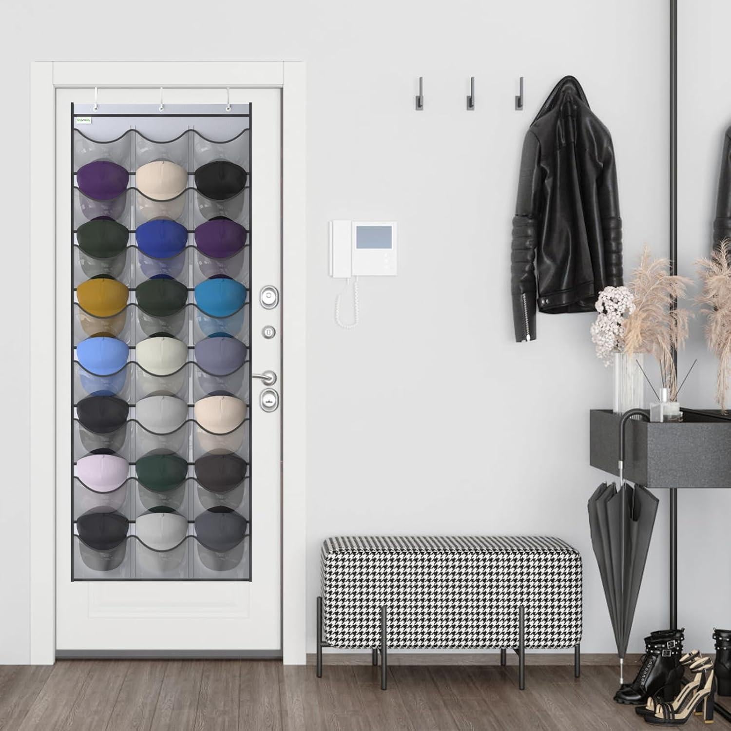 Organizador de Gorras Unjumbly 24 Bolsillos Colgante Gris