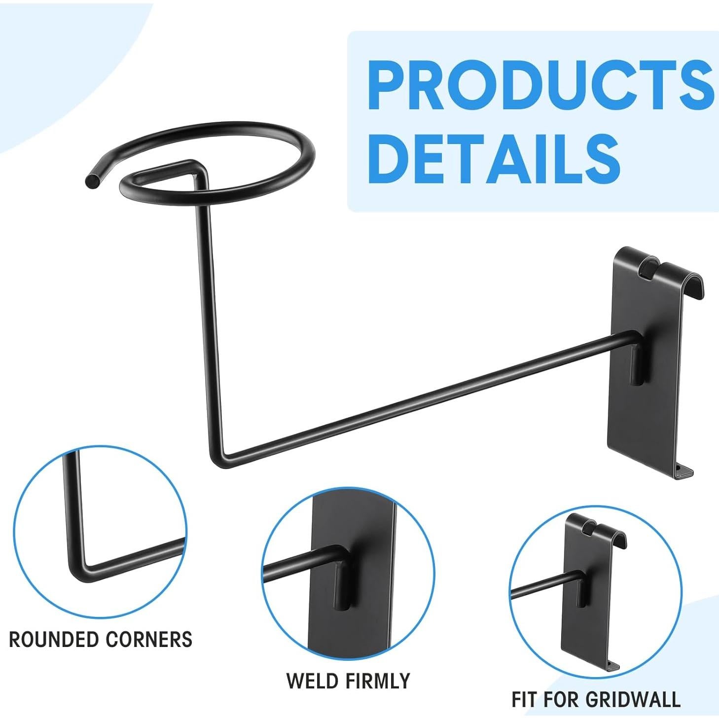 Soporte para Sombreros Blulu 12 Pcs Metal Negro Montaje Pared