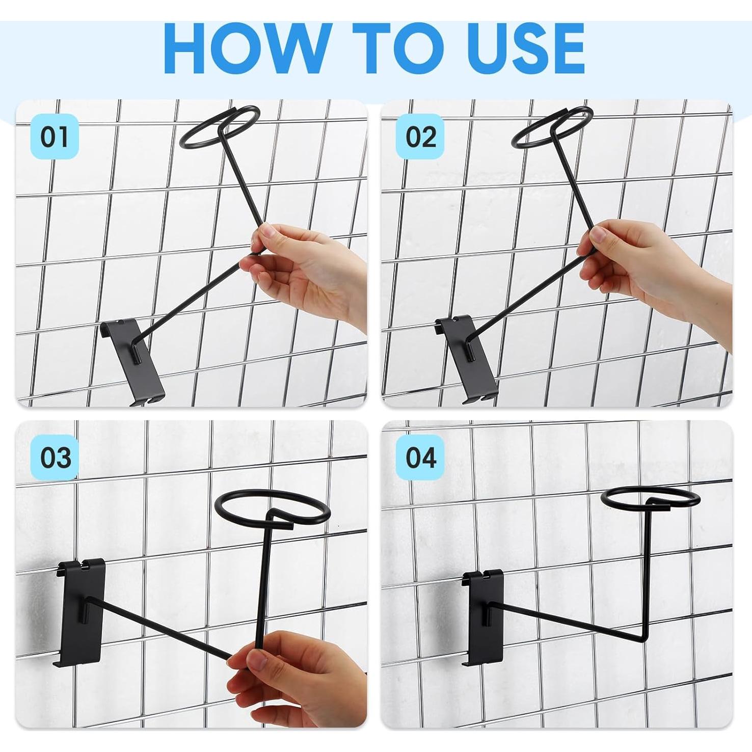 Soporte para Sombreros Blulu 12 Pcs Metal Negro Montaje Pared