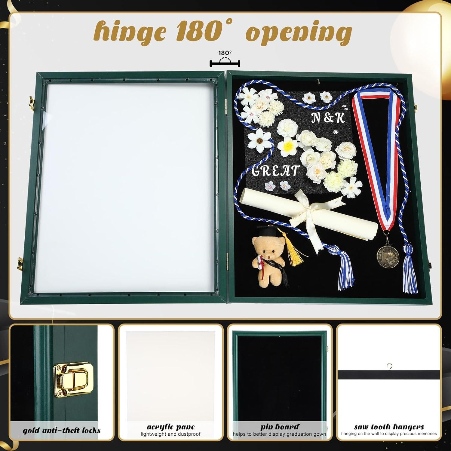 Marco de Sombra de Graduación CroBlissful 58 x 43 cm Verde