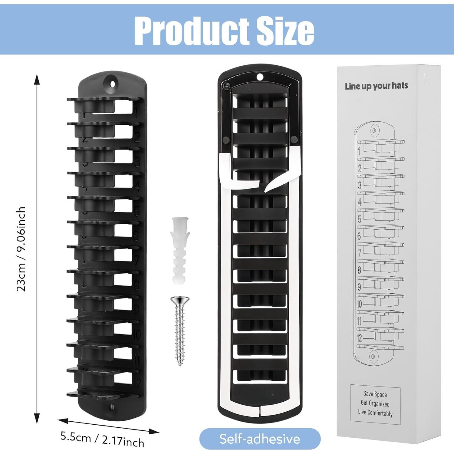 Organizador de Sombreros Dntorx, 2 Paquete, Soporte Pared Negro