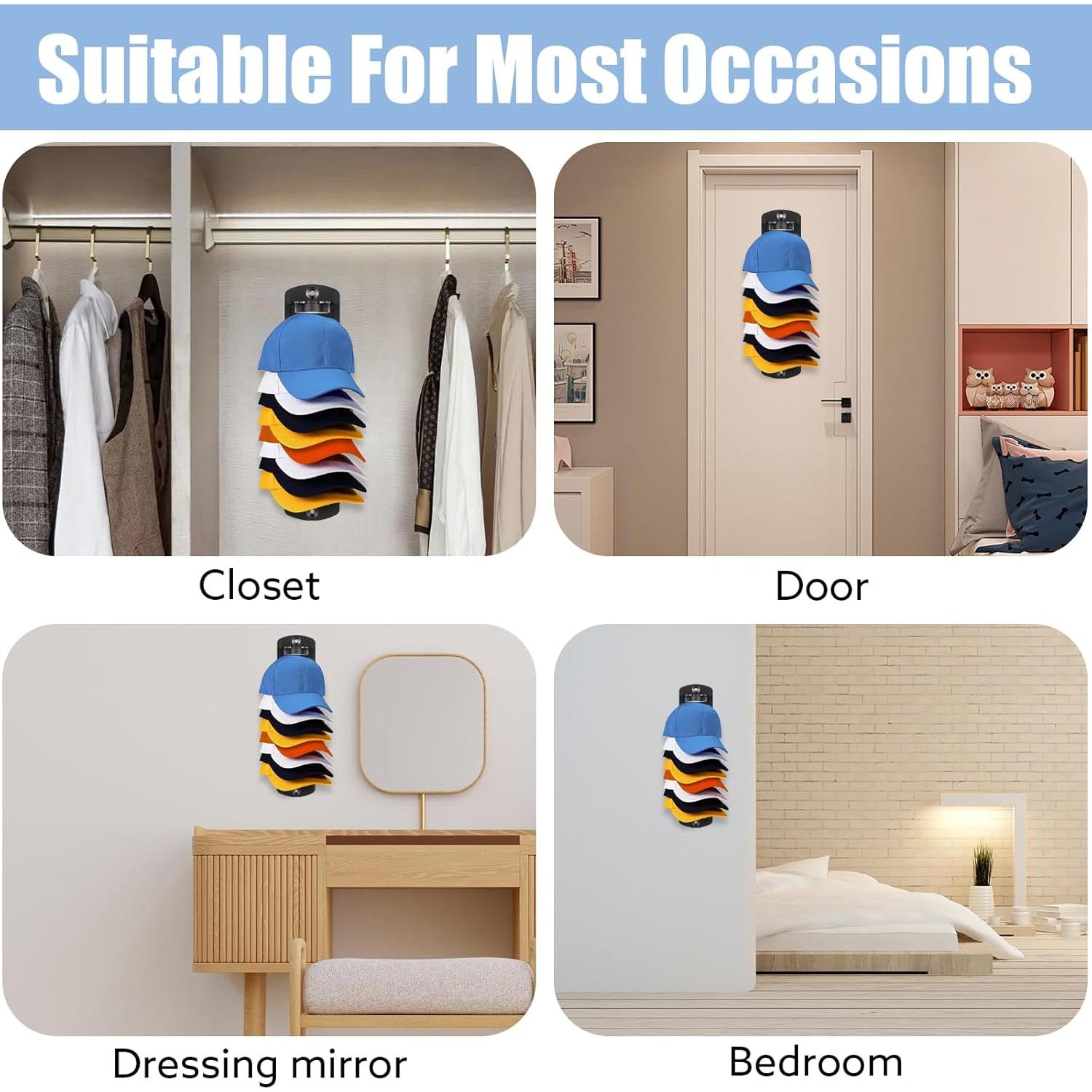 Organizador de Sombreros Dntorx, 2 Paquete, Soporte Pared Negro