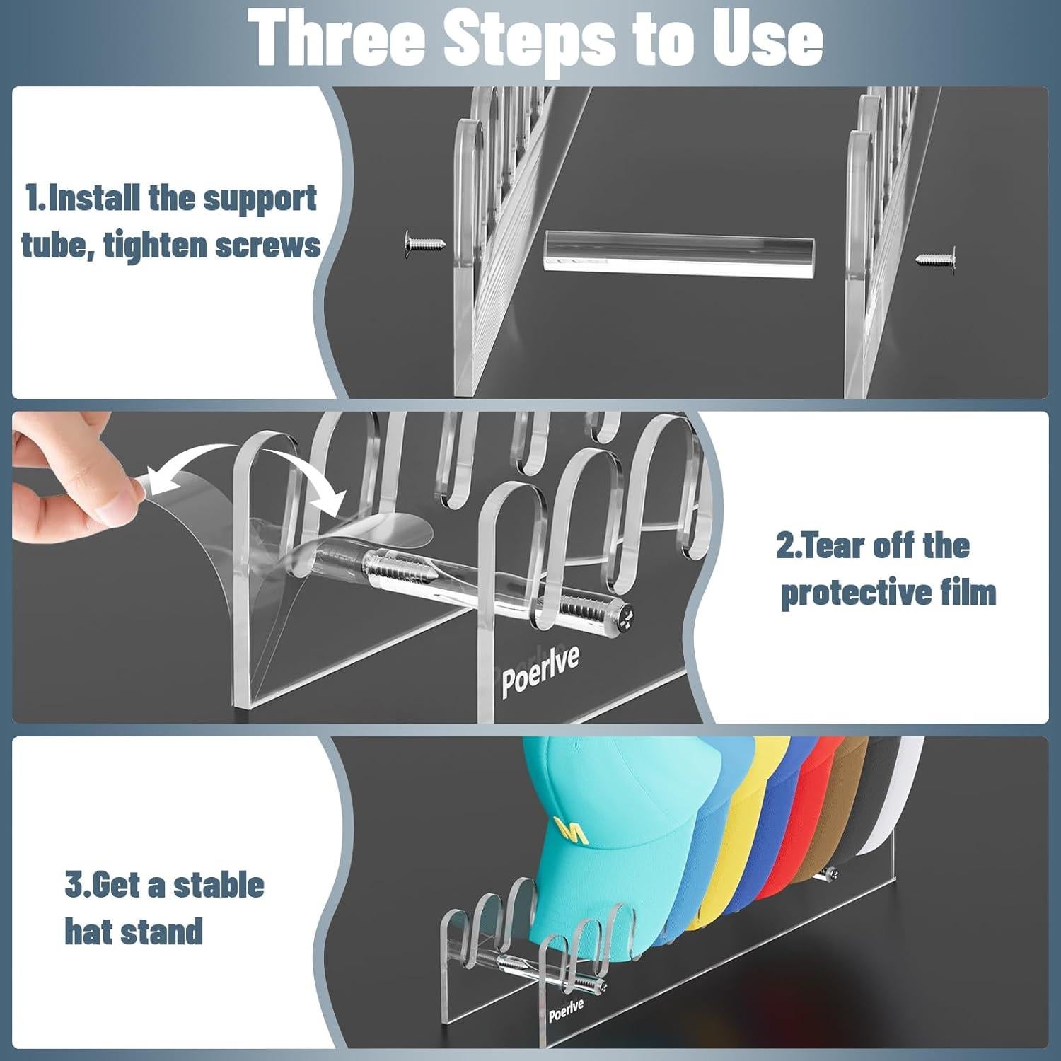 Soporte para Gorras de Béisbol Poerlve Acrílico Transparente