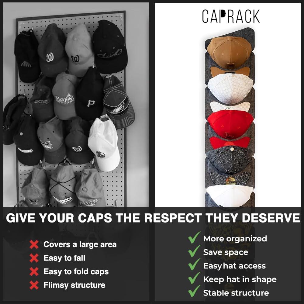 Organizador de Gorras Caprack para Pared - Soporte Gris Oscuro