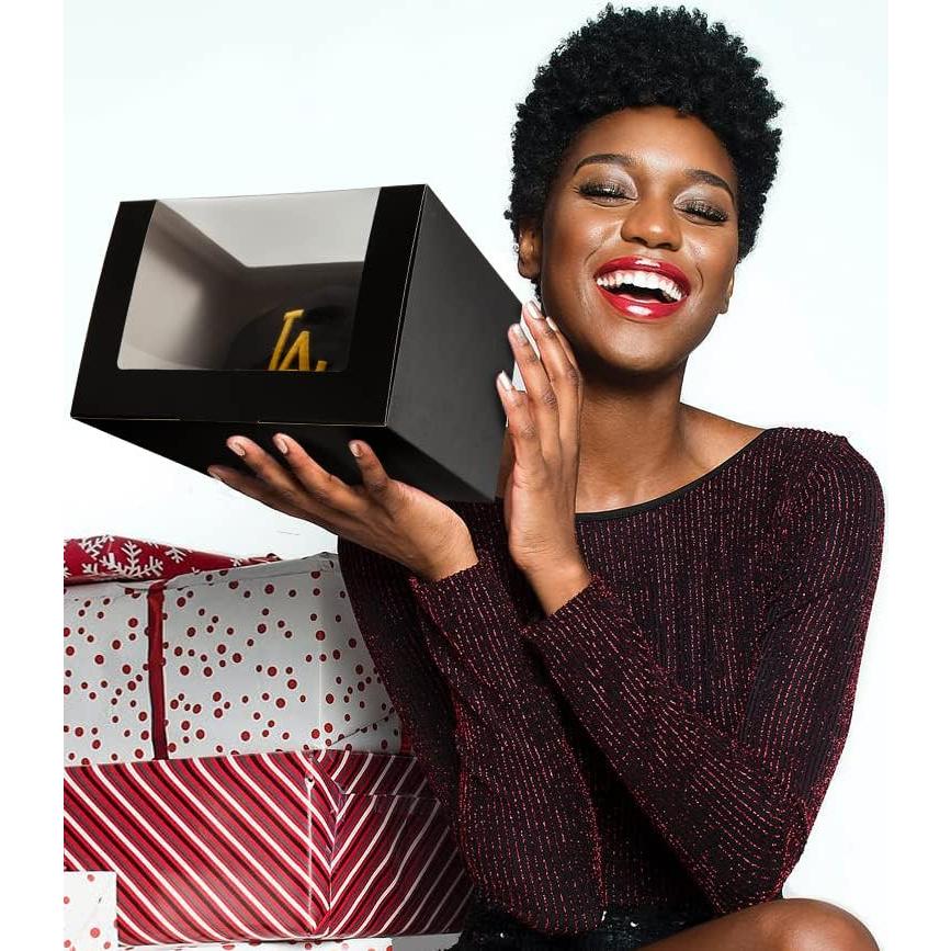 Cajas de Regalo Negras LADYBRO con Ventana para Gorras - Paquete de 10