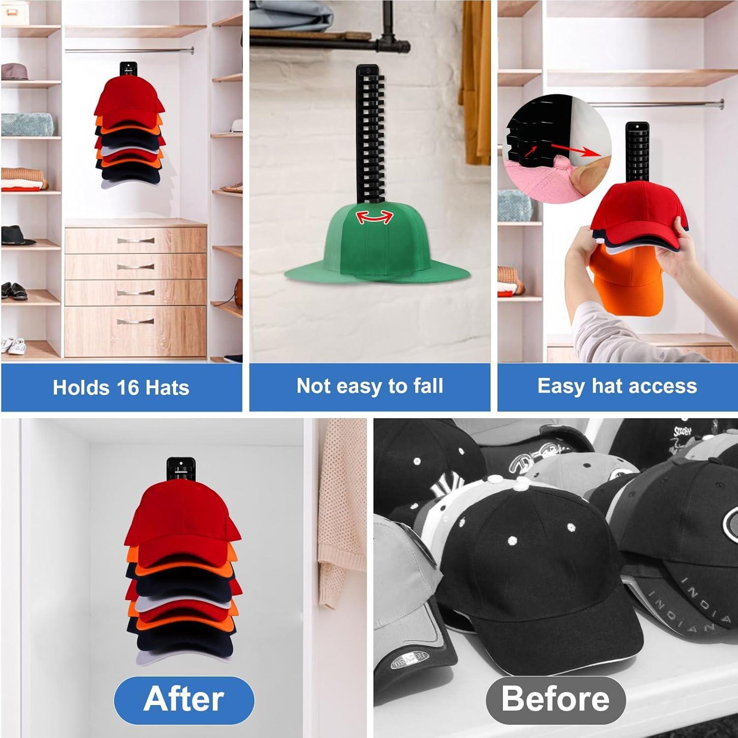 Organizador de Sombreros Nzcvuias para Pared - Soporte Negro