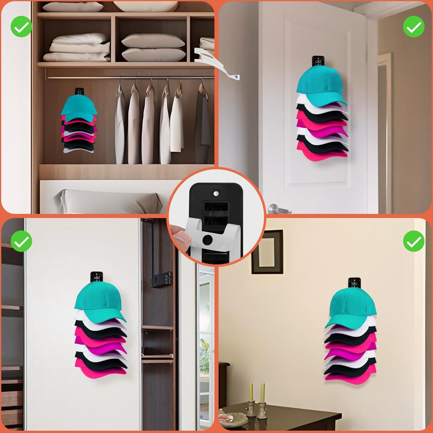 Organizador de Sombreros Nzcvuias para Pared - Soporte Negro
