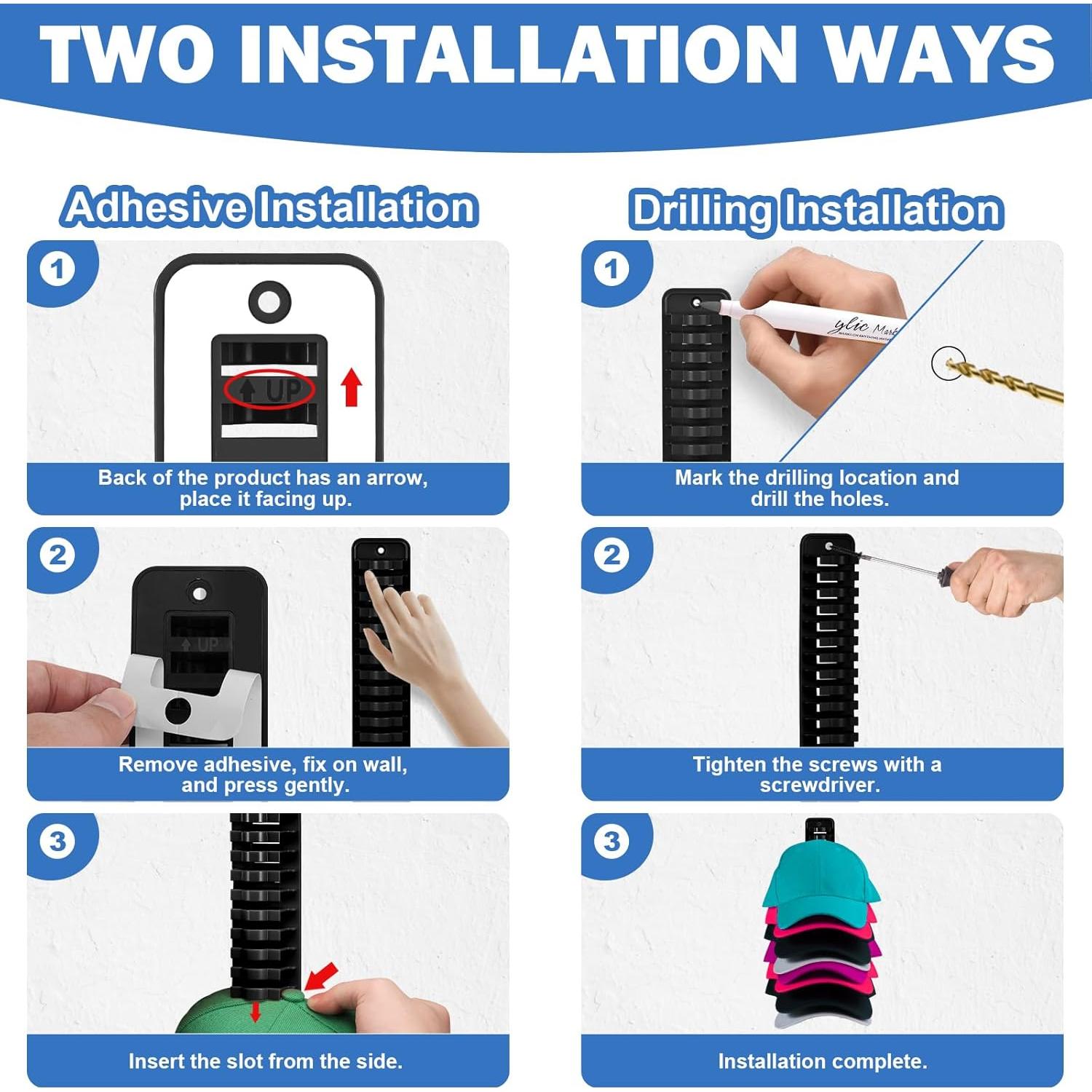 Organizador de Sombreros Nzcvuias para Pared - Soporte Negro