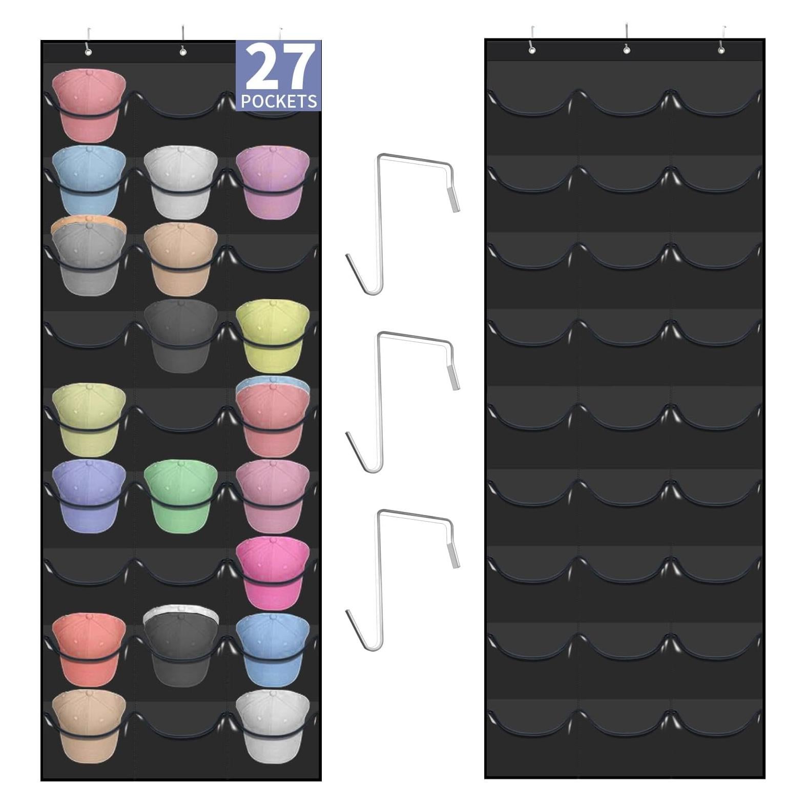 Soporte para Gorras de Béisbol Clbutge, 27 Bolsillos, Negro