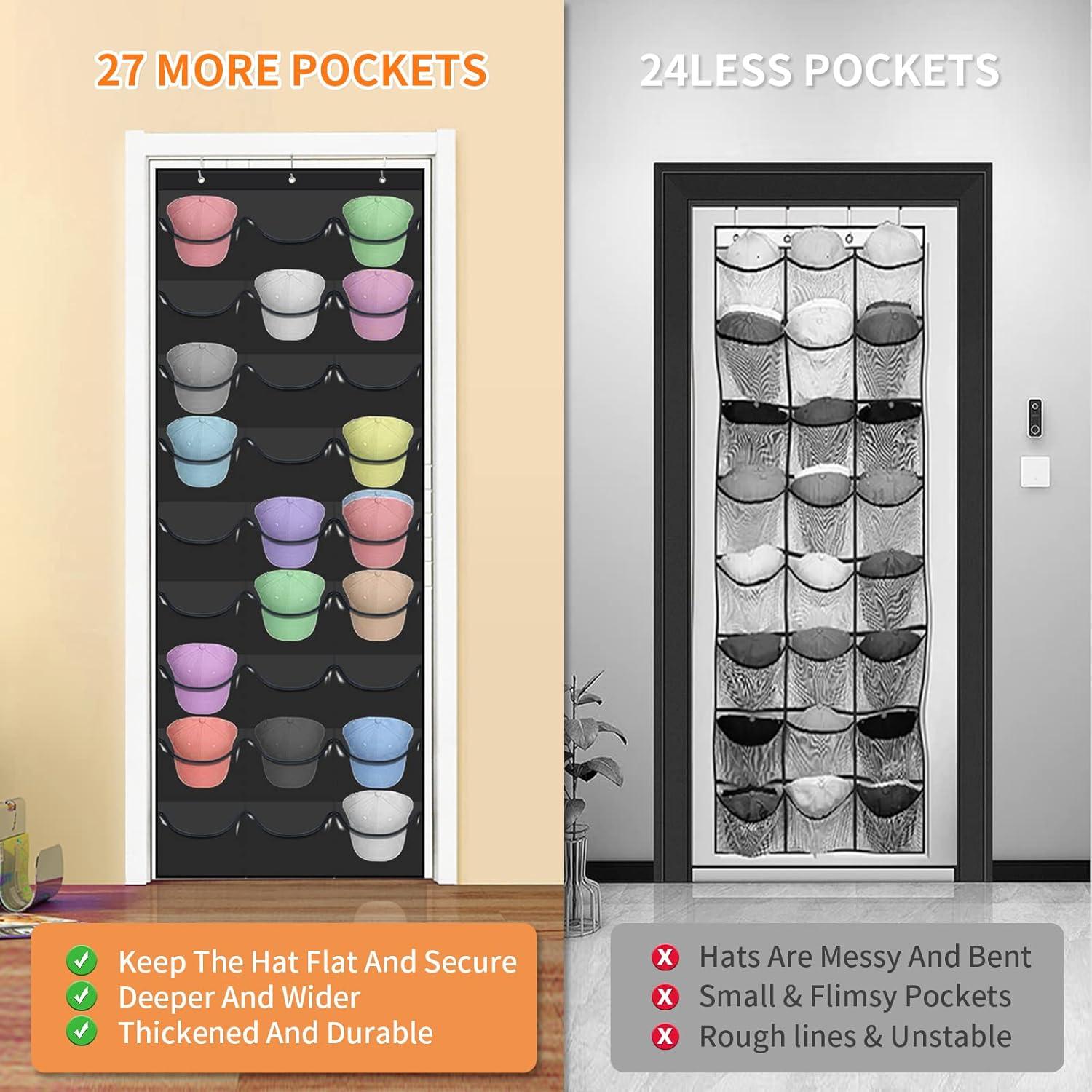 Soporte para Gorras de Béisbol Clbutge, 27 Bolsillos, Negro