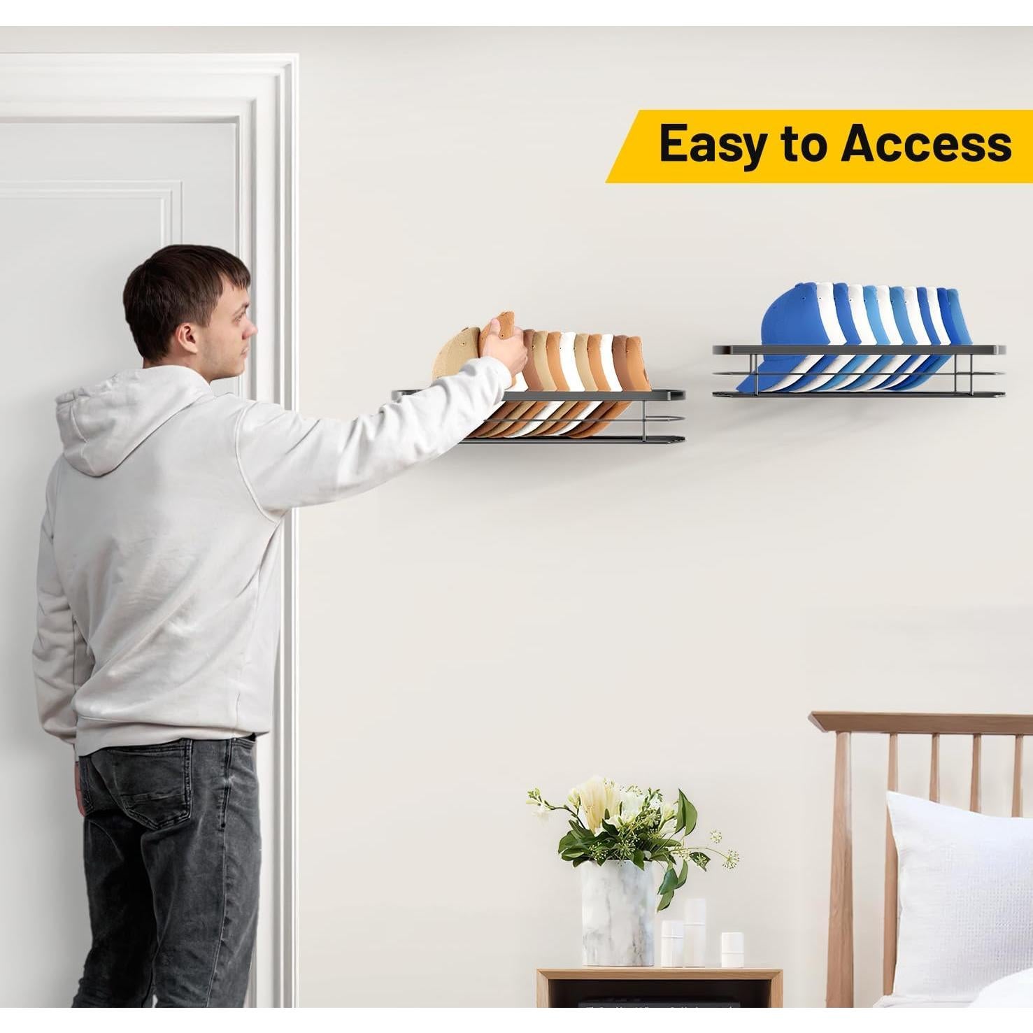 Perchero de Sombreros KIMBORA Metal Negro 2 Piezas 22 Sombreros