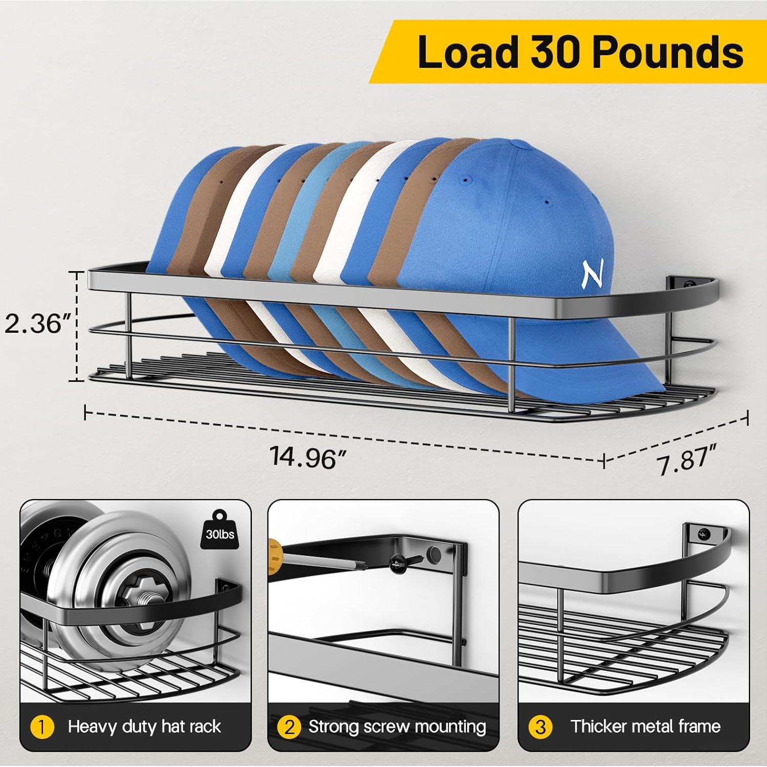 Perchero de Sombreros KIMBORA Metal Negro 2 Piezas 22 Sombreros