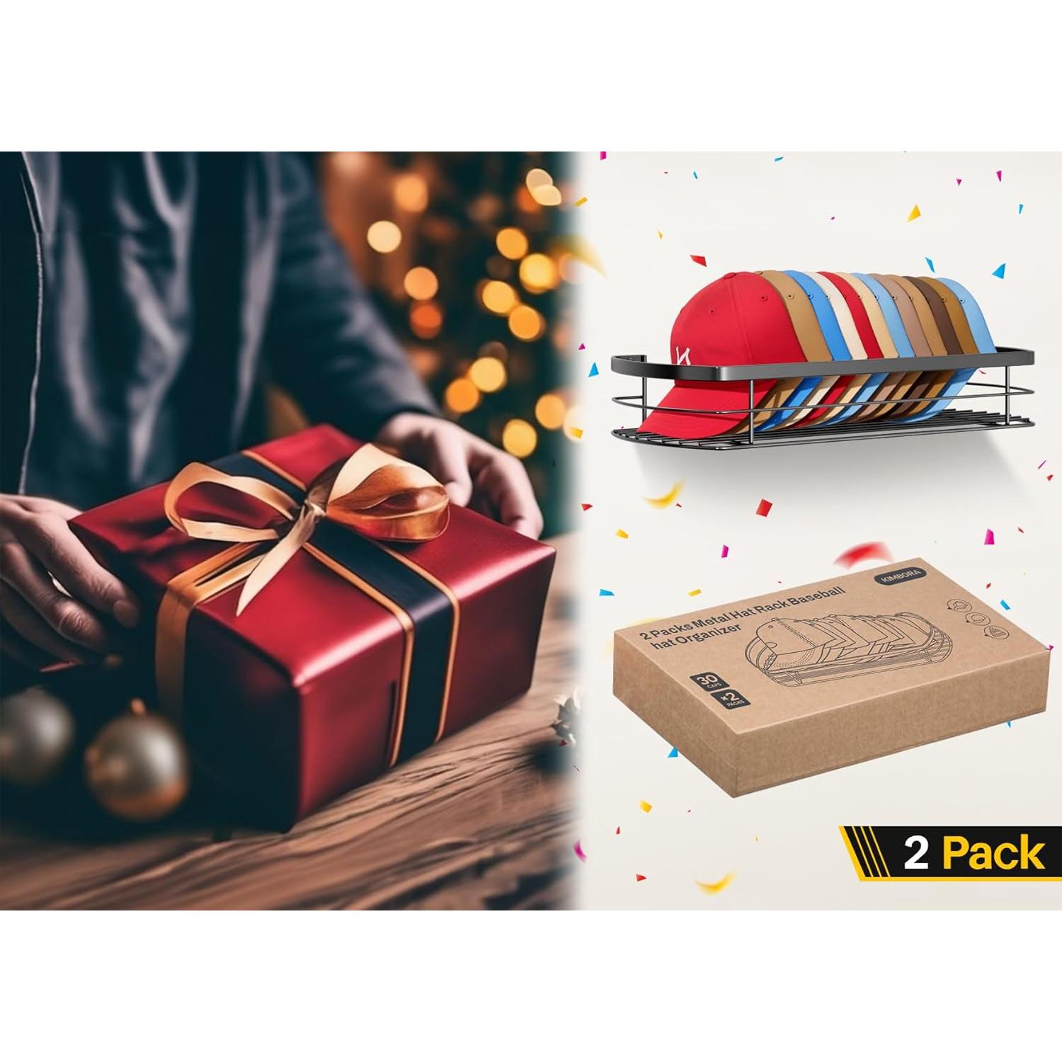 Perchero de Sombreros KIMBORA Metal Negro 2 Piezas 22 Sombreros