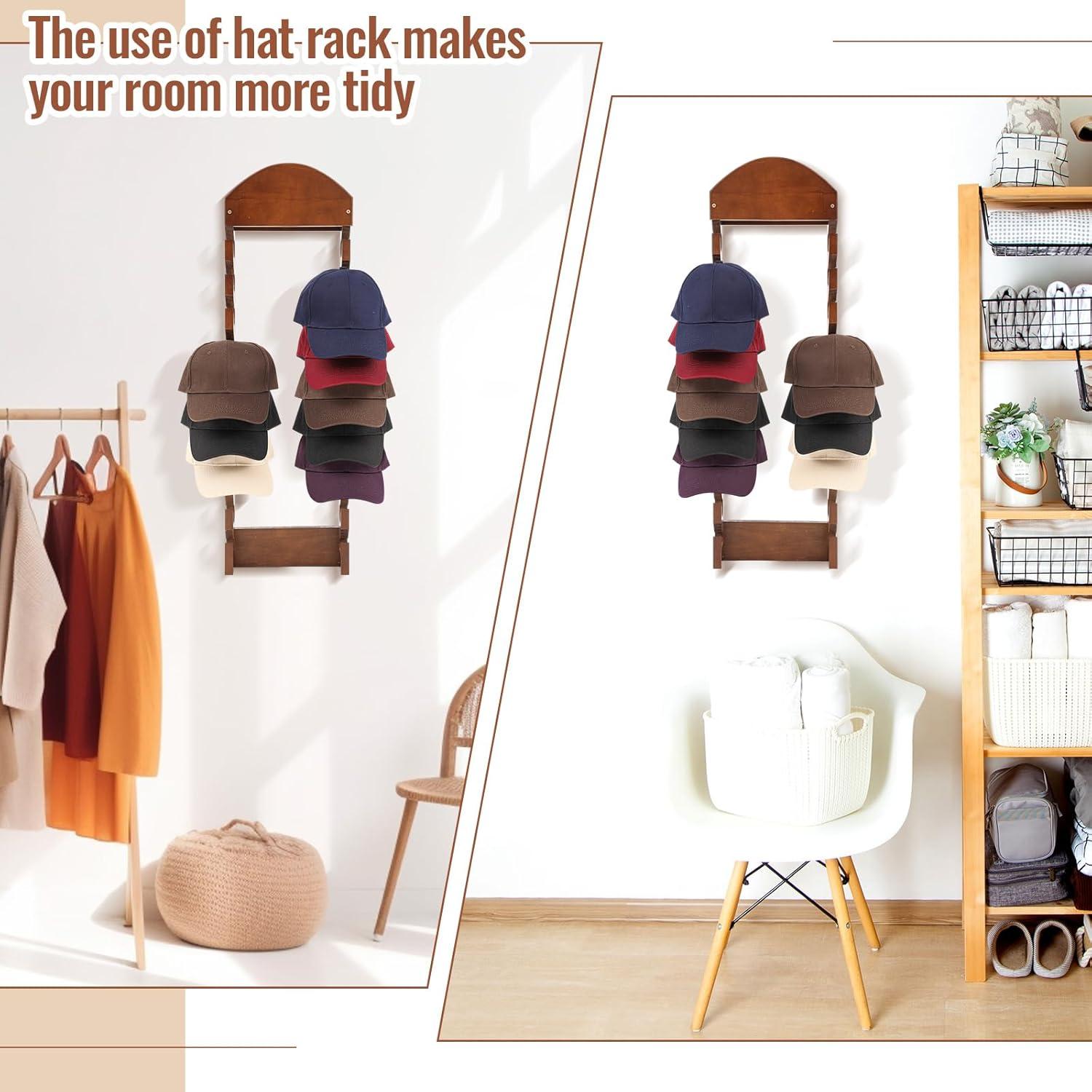 Perchero de Madera para Gorras de Béisbol Wonderjune 20 Ranuras