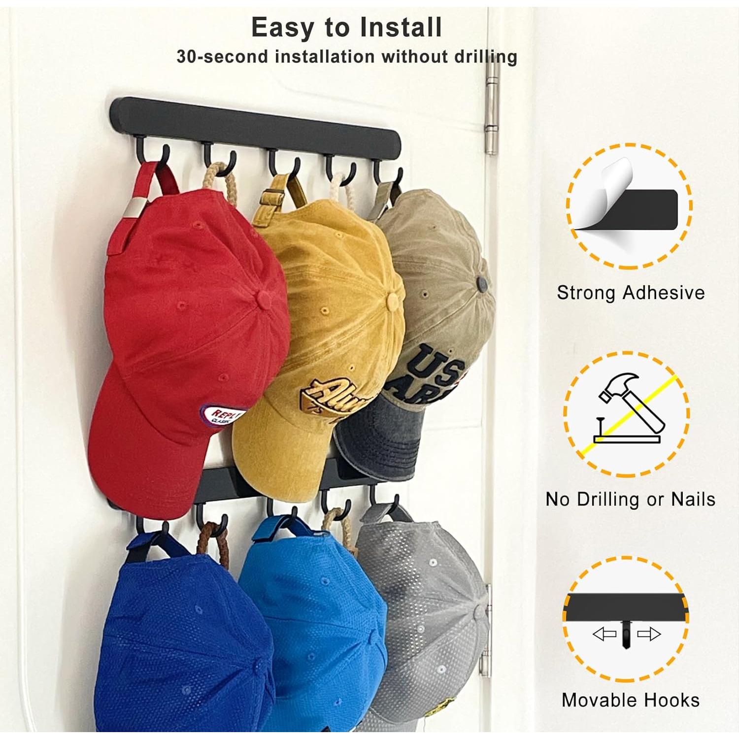 Organizador Adhesivo para Gorras ETOWIFA - Soporte Pared 18 Gorras