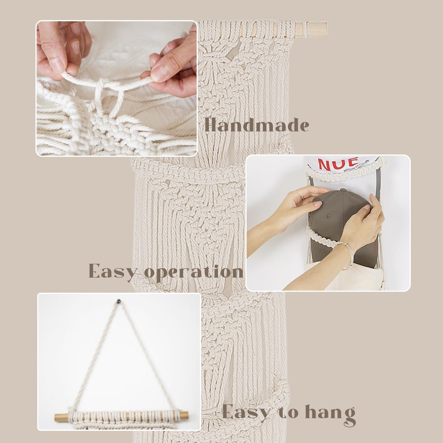 Soporte para Gorras Jontell de Macramé - Organizador Pared 14 Gorras