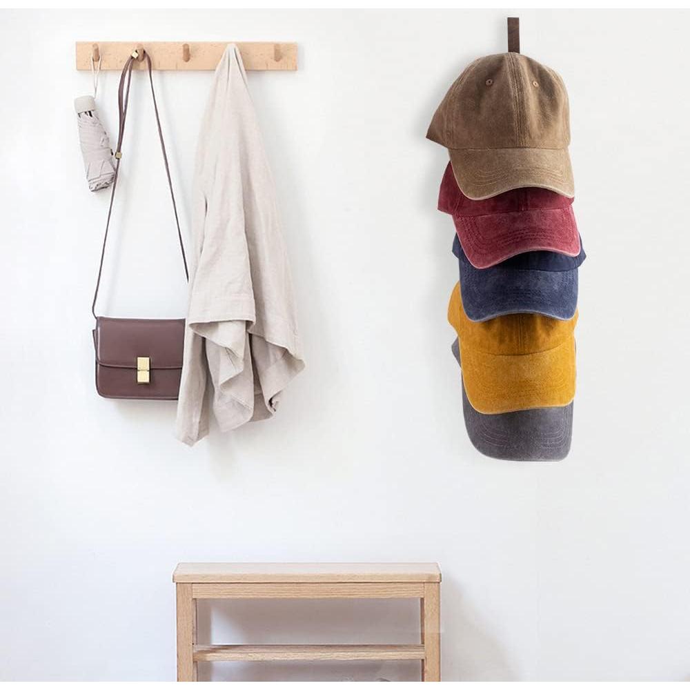 Soporte para Gorras de Béisbol SOEWIOU 3 Estantes Madera Marrón
