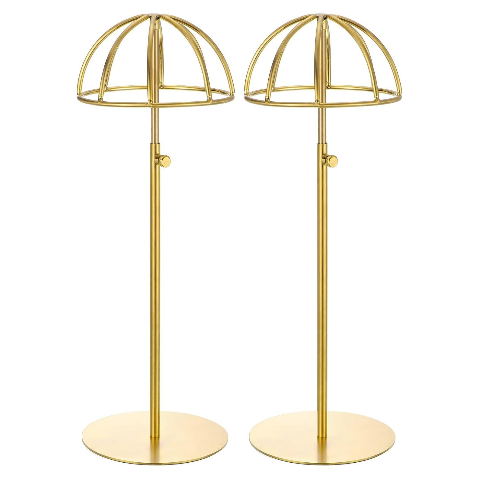 Soporte de Exhibición de Sombreros uxcell - Metal Dorado, 2 Piezas, Altura Ajustable 30-60cm