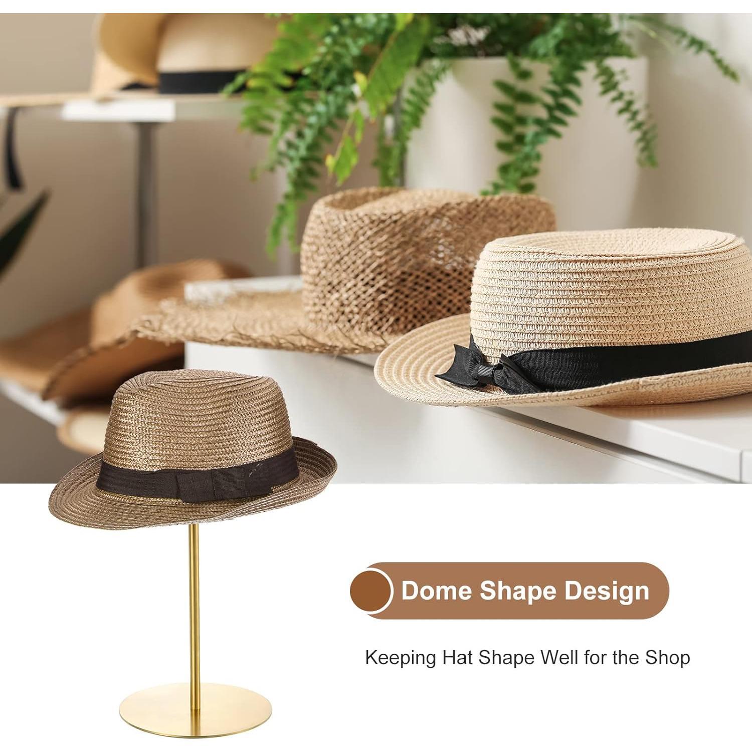 Soporte de Exhibición de Sombreros uxcell - Metal Dorado, 2 Piezas, Altura Ajustable 30-60cm