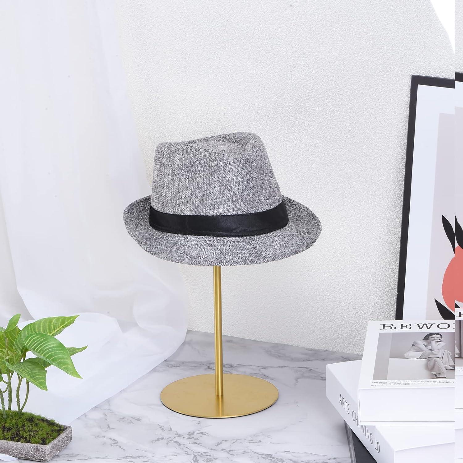 Soporte de Exhibición de Sombreros uxcell - Metal Dorado, 2 Piezas, Altura Ajustable 30-60cm