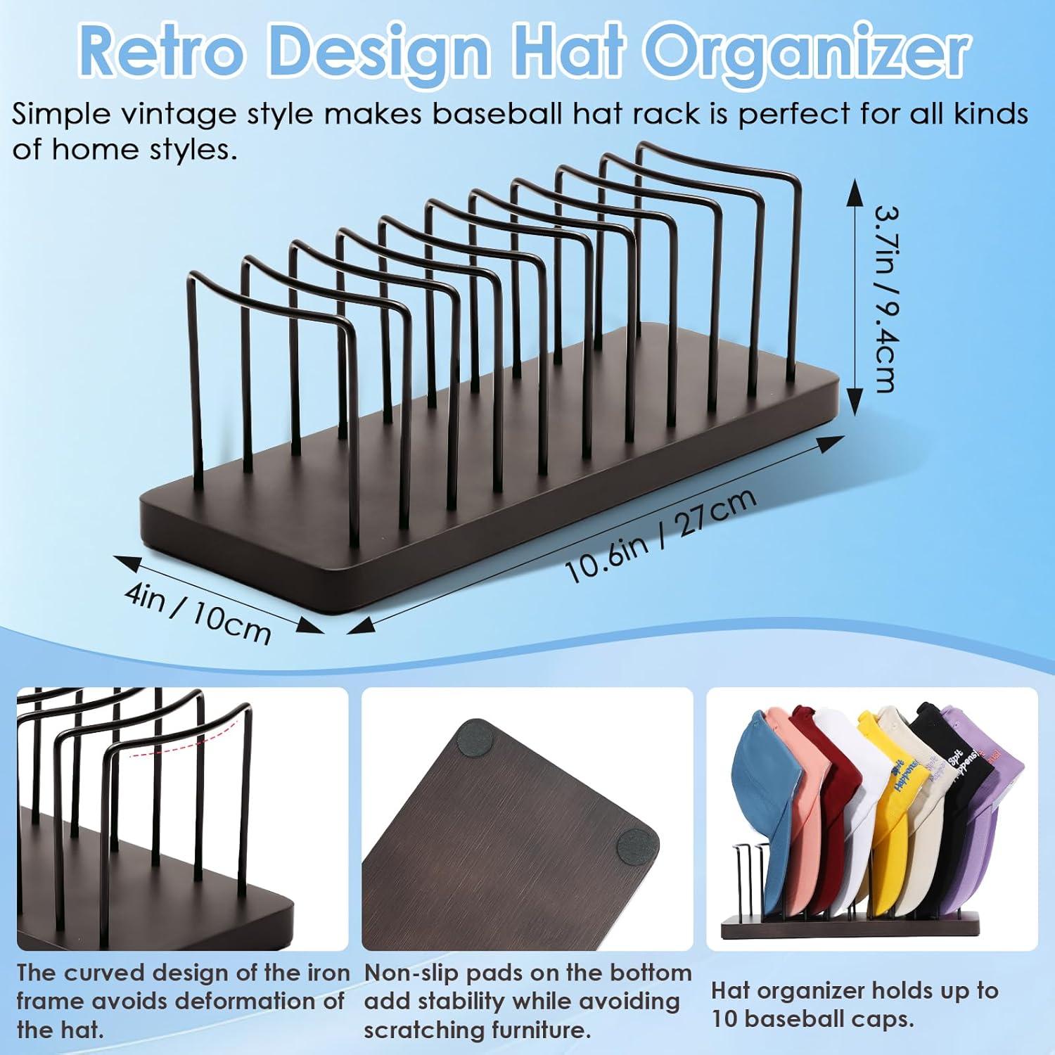 Organizador de Sombreros Boloye Marrón Rústico para 10 Gorras