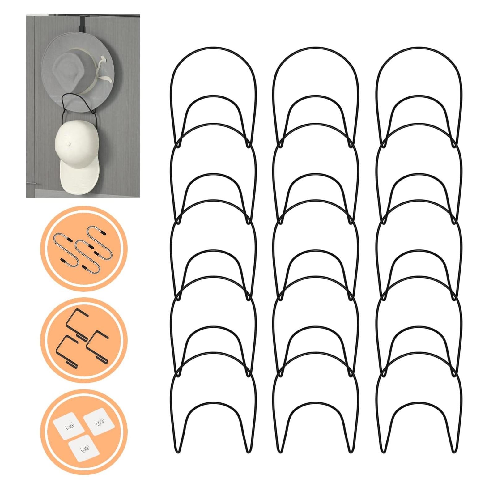 Soporte para Gorras Hikinlichi 15 Ganchos Metal Negro