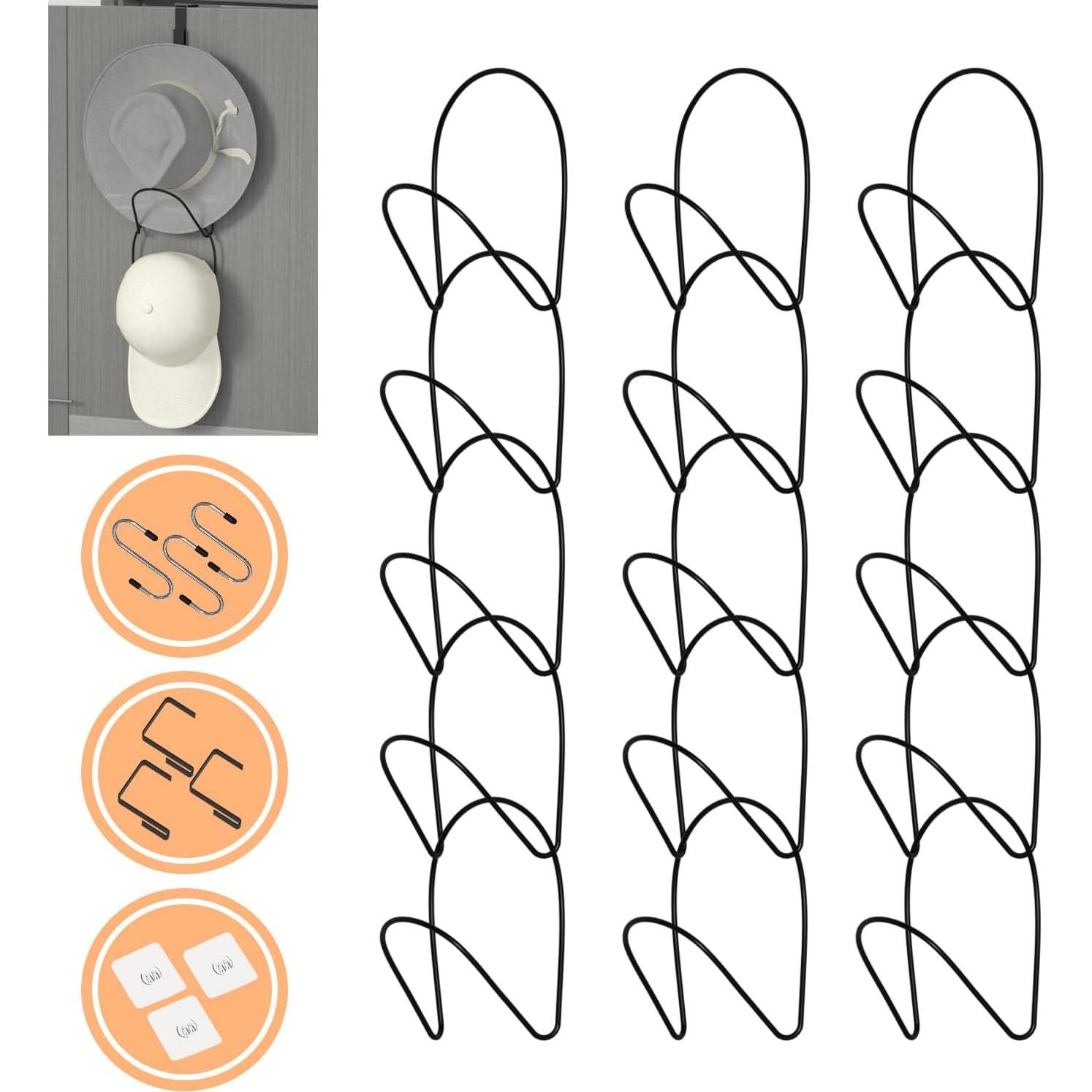 Soporte para Gorras Hikinlichi 15 Ganchos Metal Negro