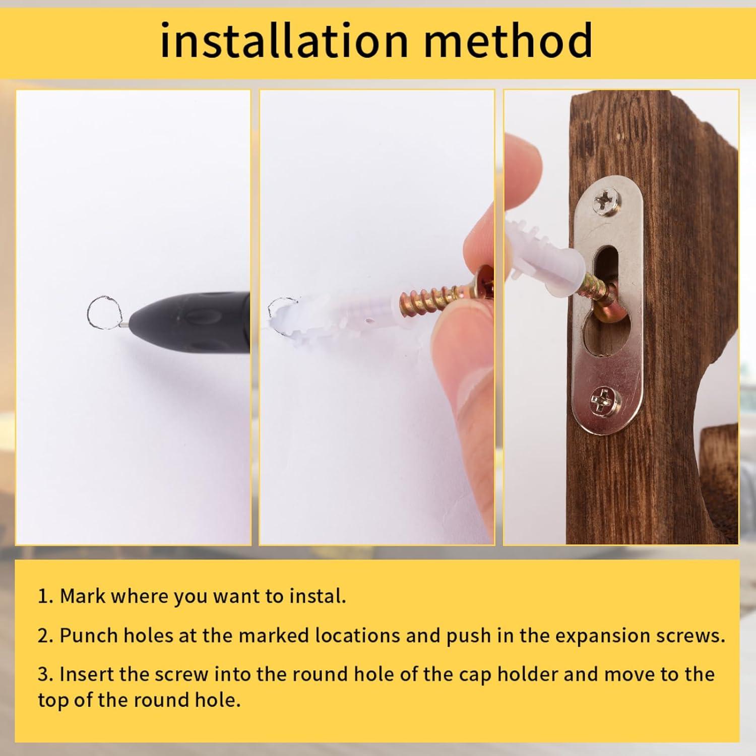 Paquete de 3 Percheros de Sombreros SOEWIOU de Madera Acacia