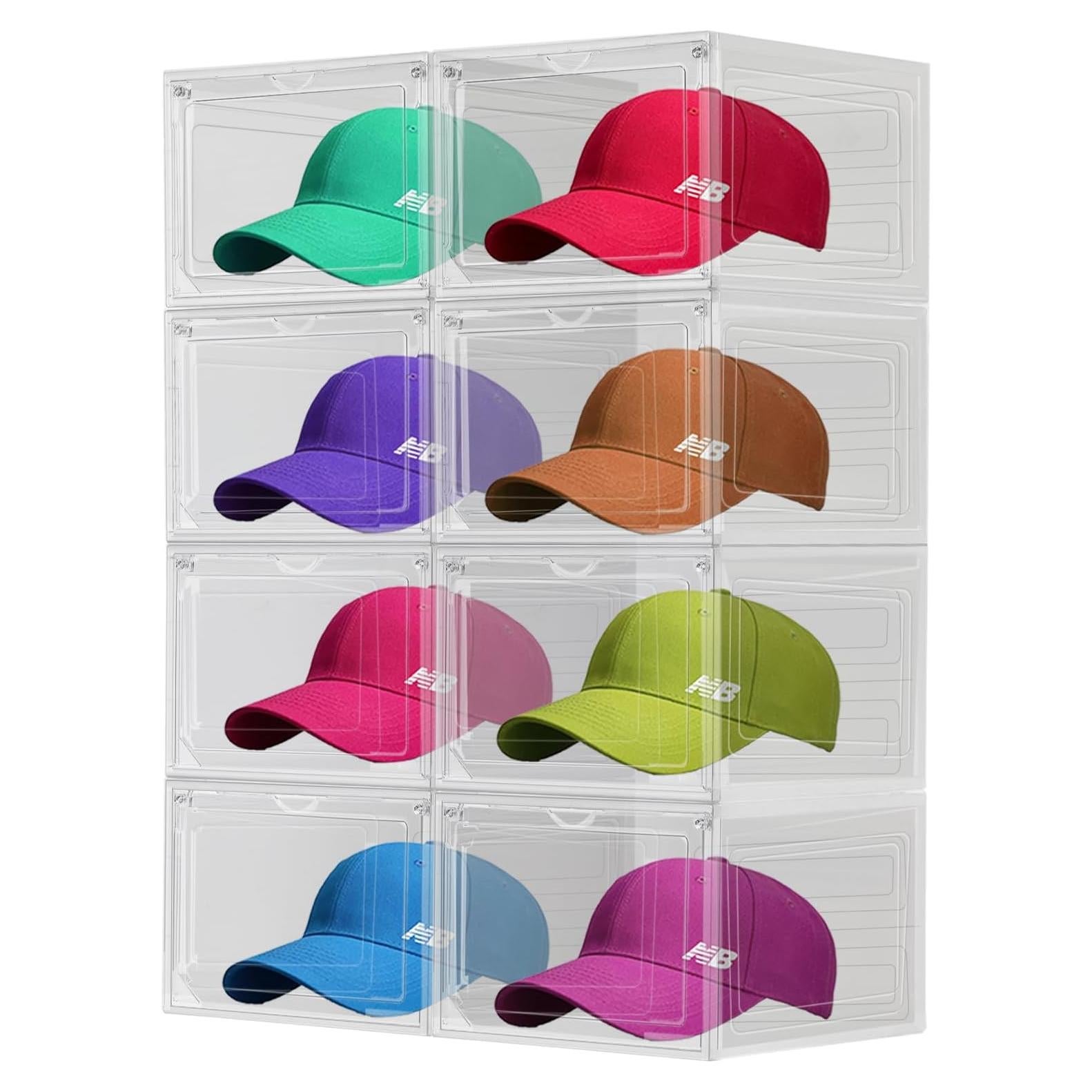 Caja Organizadora de Sombreros EZJOB, Paquete de 8, Plástico Transparente