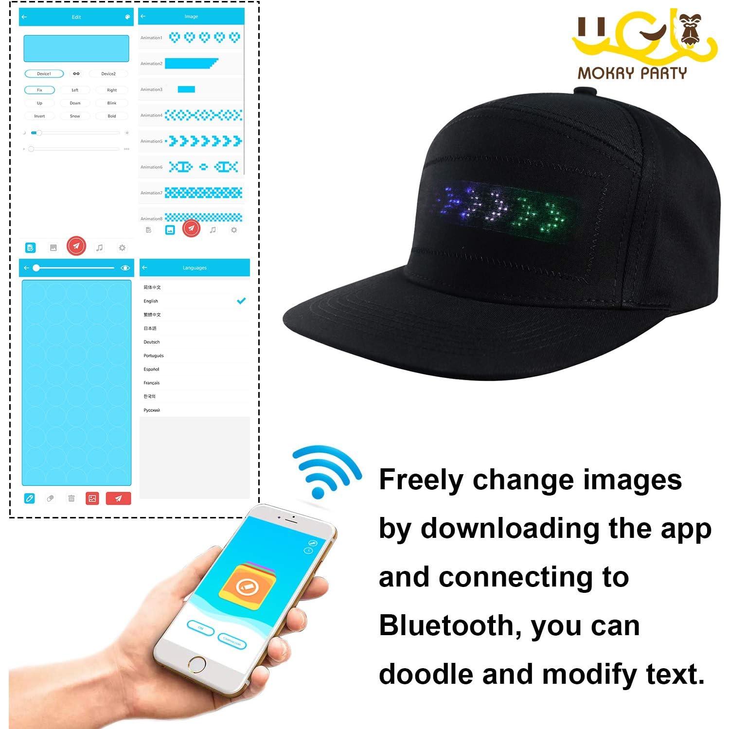 Gorra LED Bluetooth con Display Mensaje Divertido Negro