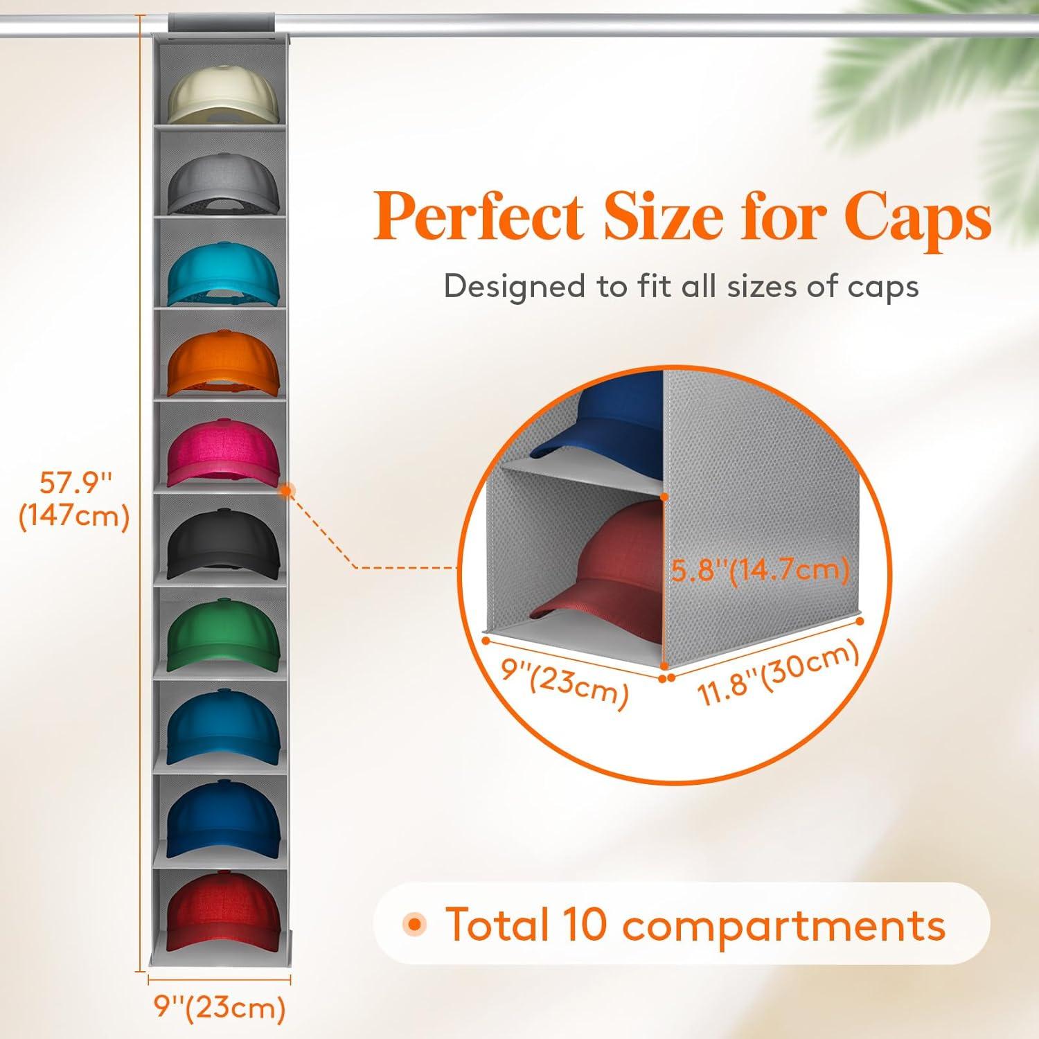 Organizador de Sombreros Lifewit 10 Compartimentos Gris 2 Piezas