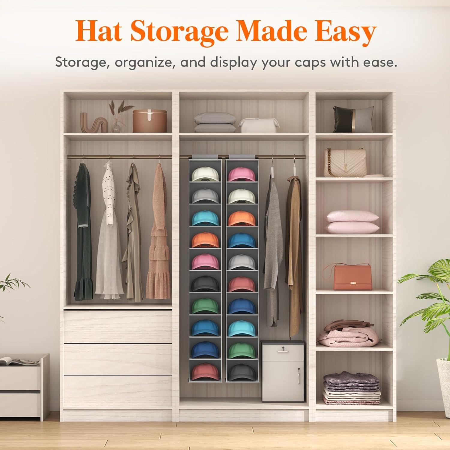 Organizador de Sombreros Lifewit 10 Compartimentos Gris 2 Piezas