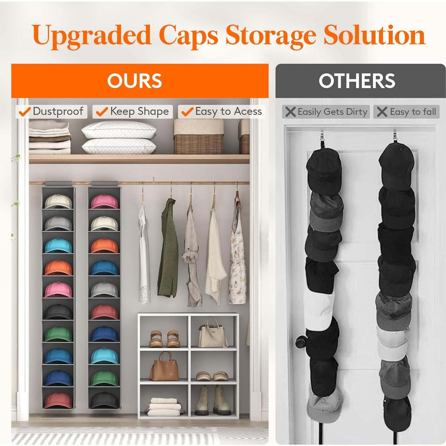 Organizador de Sombreros Lifewit 10 Compartimentos Gris 2 Piezas