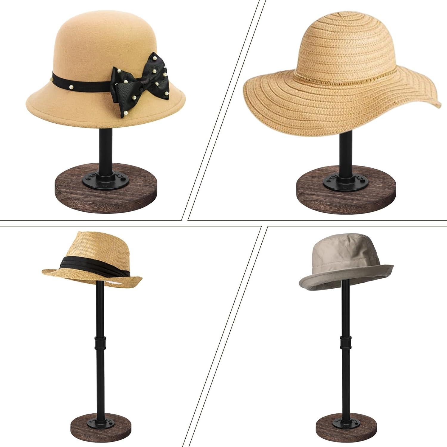 Soporte de Sombrero Ajustable Vrietina 2 Piezas Metal y Madera