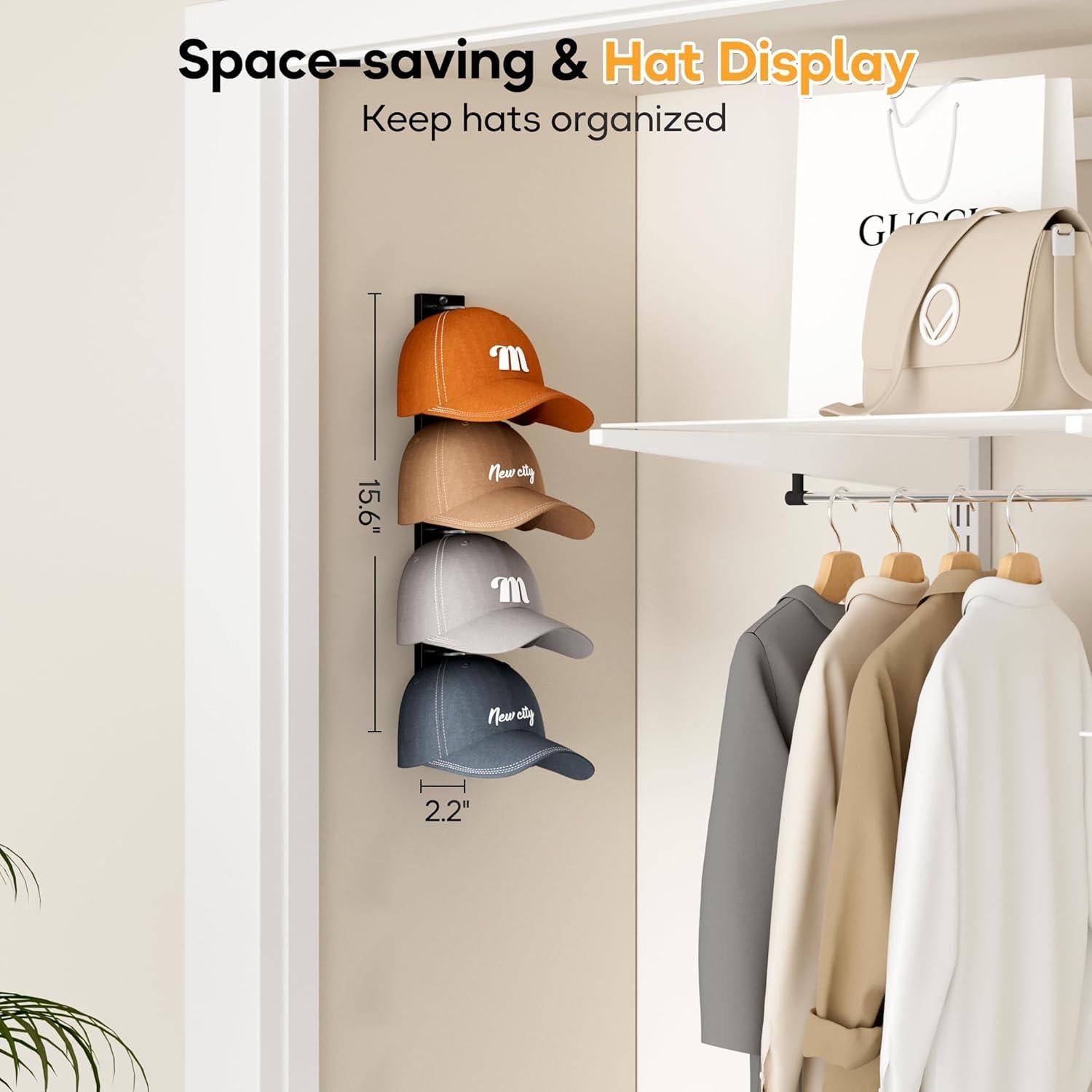 Organizador de Sombreros MISSLO 2-Pack Negro para Pared