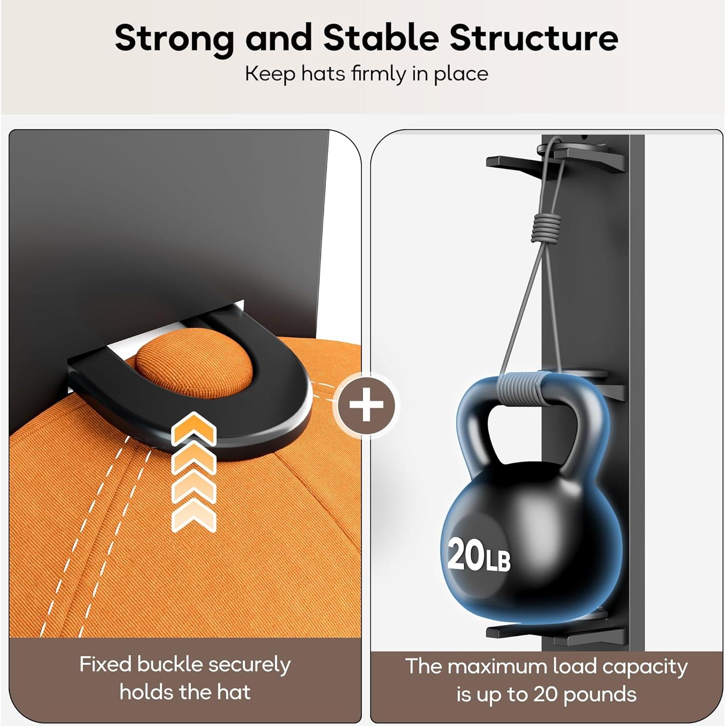 Organizador de Sombreros MISSLO 2-Pack Negro para Pared