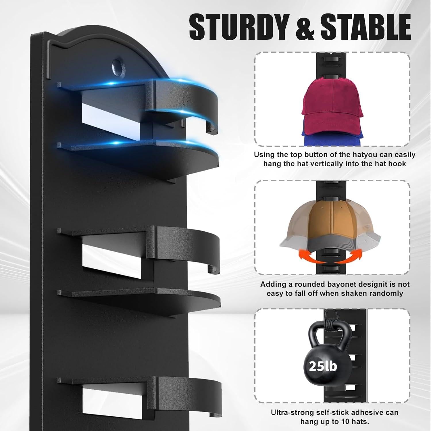 Soporte para Gorras de Béisbol MSKEI Negro 10 Gorras