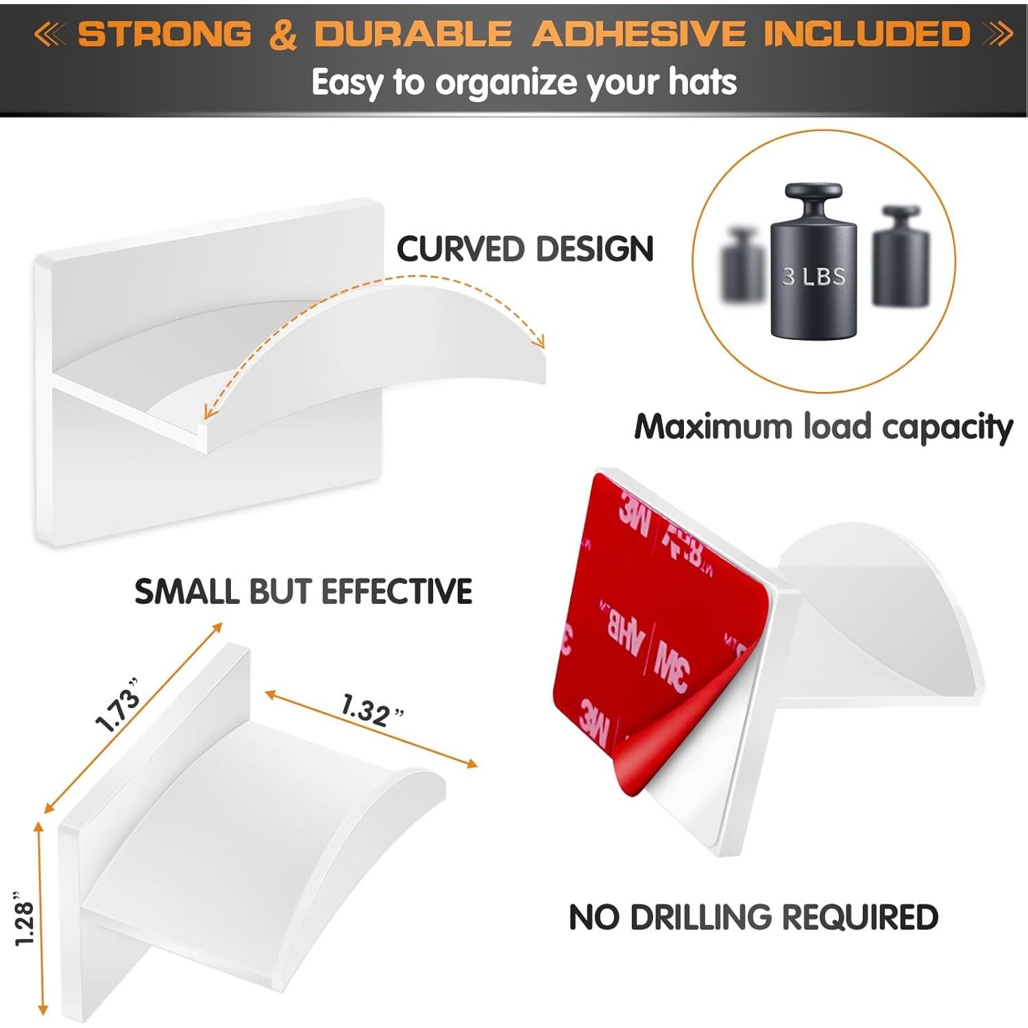 Ganchos Adhesivos para Sombreros Qteeyou 12 PCS Blanco