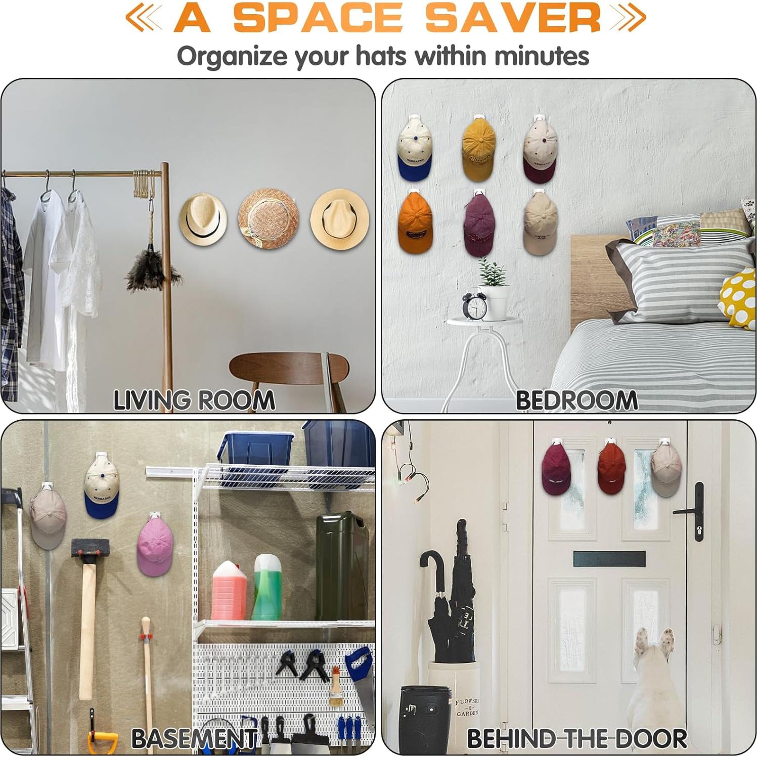 Ganchos Adhesivos para Sombreros Qteeyou 12 PCS Blanco