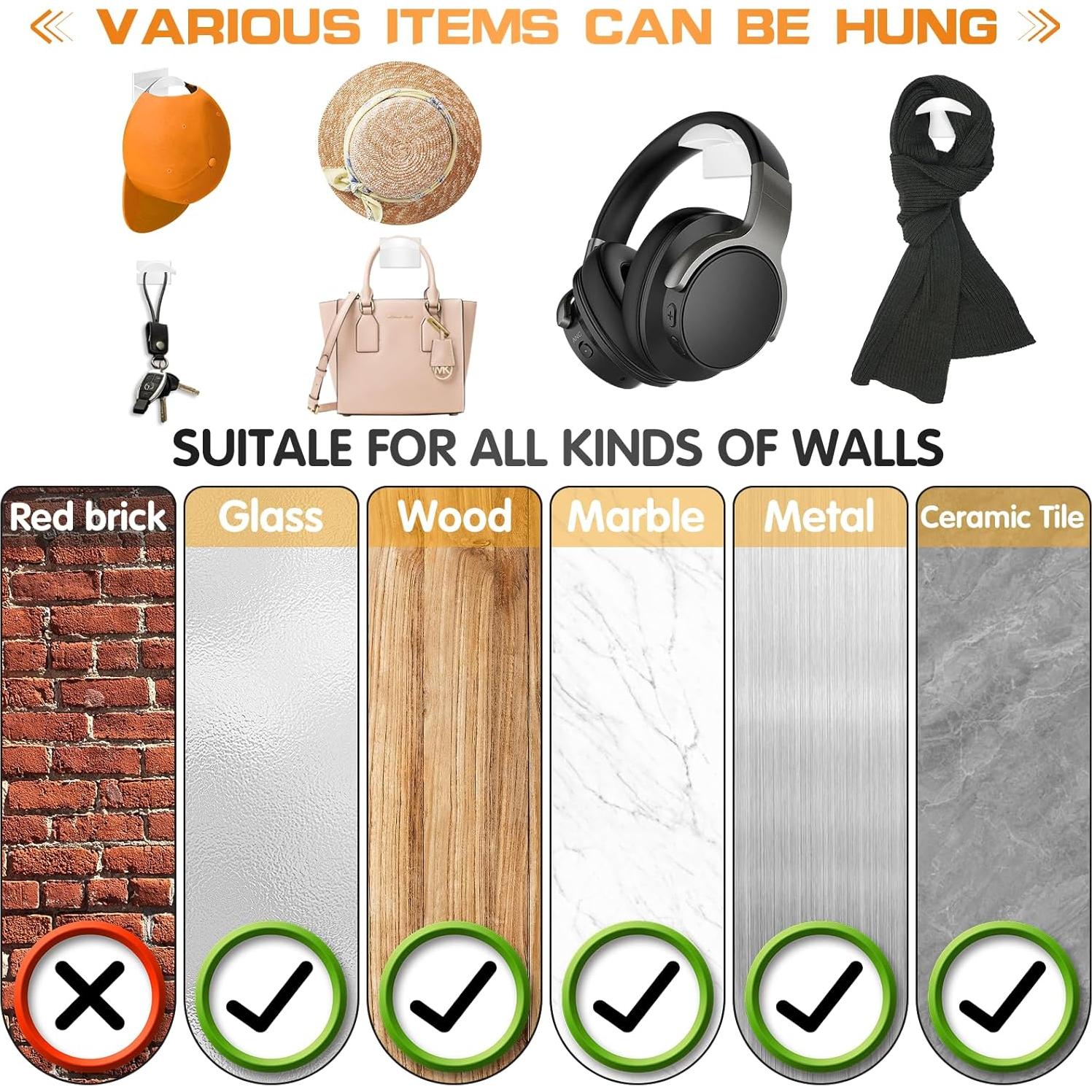 Ganchos Adhesivos para Sombreros Qteeyou 12 PCS Blanco