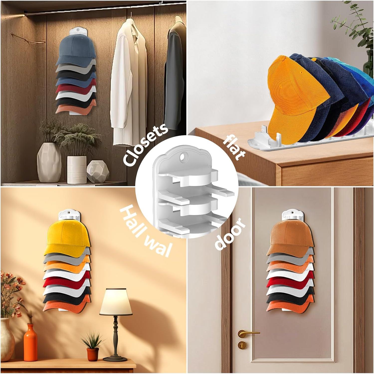 Soporte para Gorras de Béisbol KEAMIMU Blanco 1pc Montado en Pared