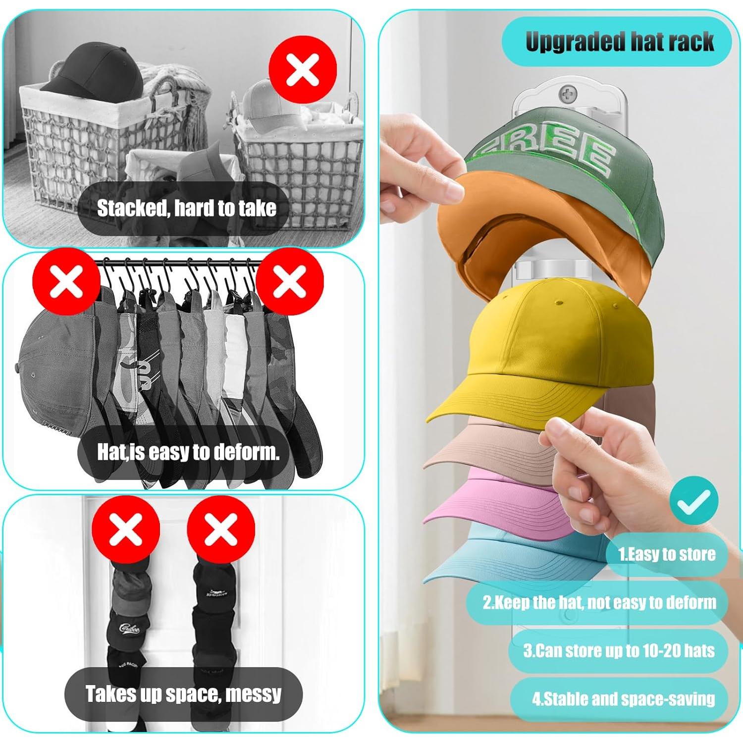 Soporte para Gorras de Béisbol KEAMIMU Blanco 1pc Montado en Pared