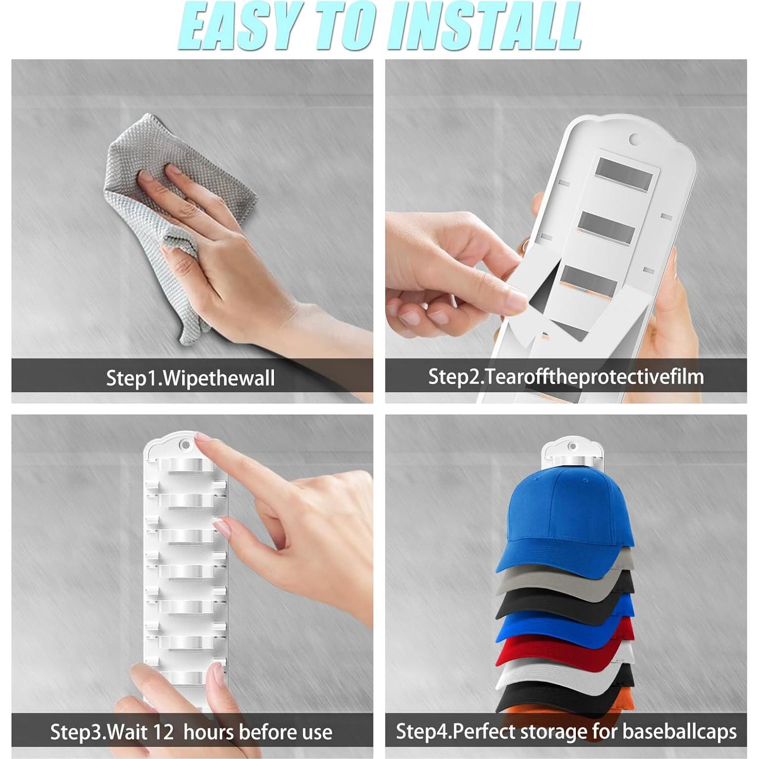 Soporte para Gorras de Béisbol KEAMIMU Blanco 1pc Montado en Pared